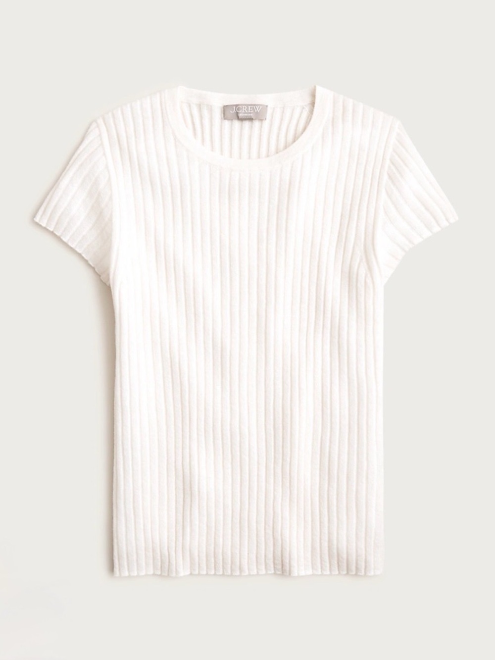 NWT J. CREW Women’s New Ribbed Featherweight 100% Cashmere T-shirt Snow White M
